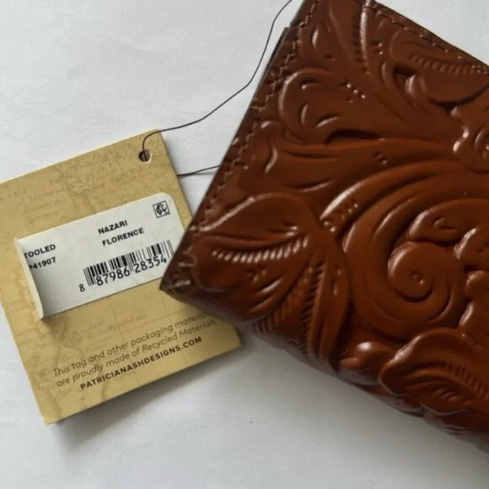 Patricia Nash NAZARI Leather Bifold Wallet Tooled Card Case Floral Florence